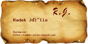 Radek Júlia névjegykártya