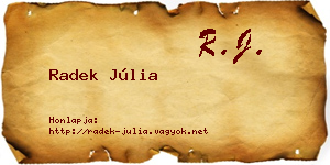 Radek Júlia névjegykártya